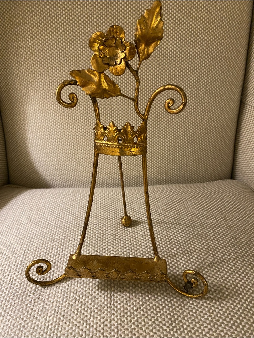Italian Florentine Gold Gilt Metal Easel • Vintage